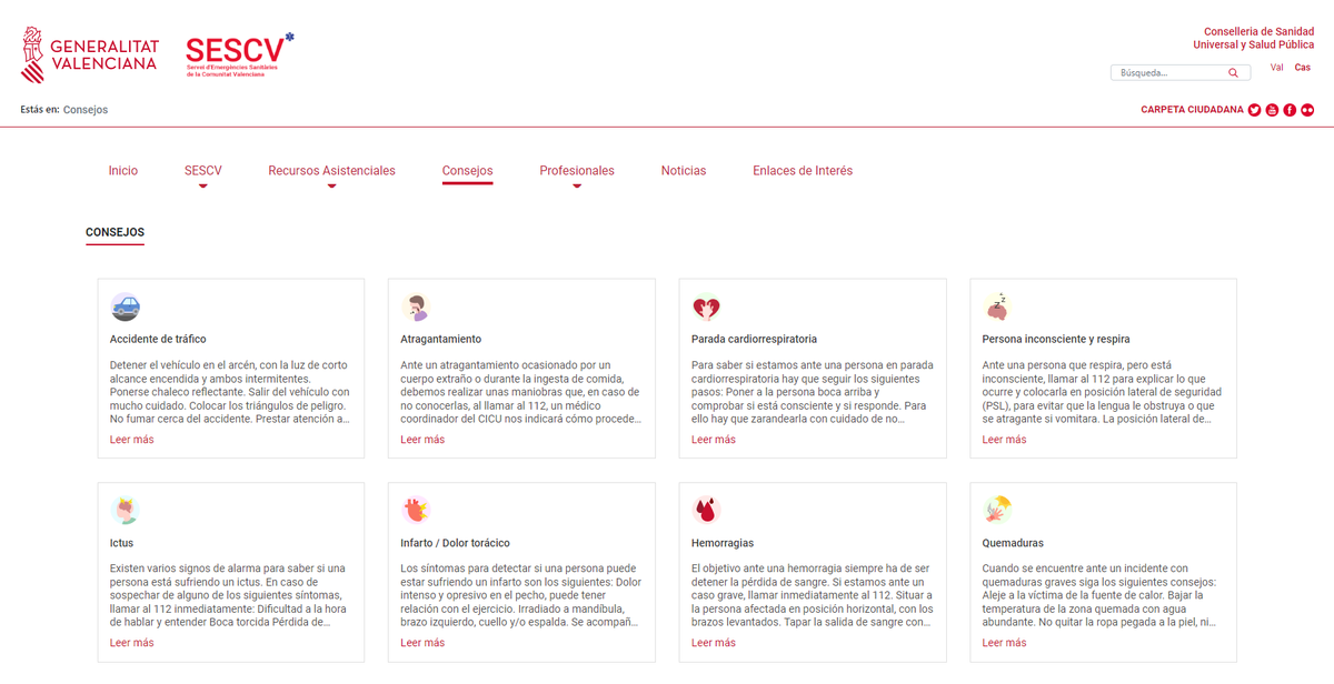 ⚠️ ¿Qué maniobras debo practicar en caso de atragantamiento? ¿Cuáles son los signos para saber si una persona está sufriendo un ictus? ¿Qué es una parada cardiorrespiratoria?

📲 En la web del #SESCV encontrarás consejos sobre cómo actuar en estas y otras emergencias sanitarias.