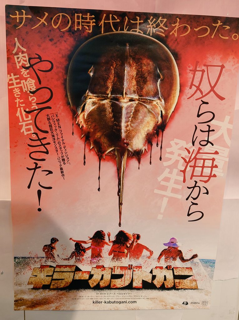 キラーカブトガニ観ました
終盤ずっと笑ってました
ちょうどいいB級映画って感じだ… 