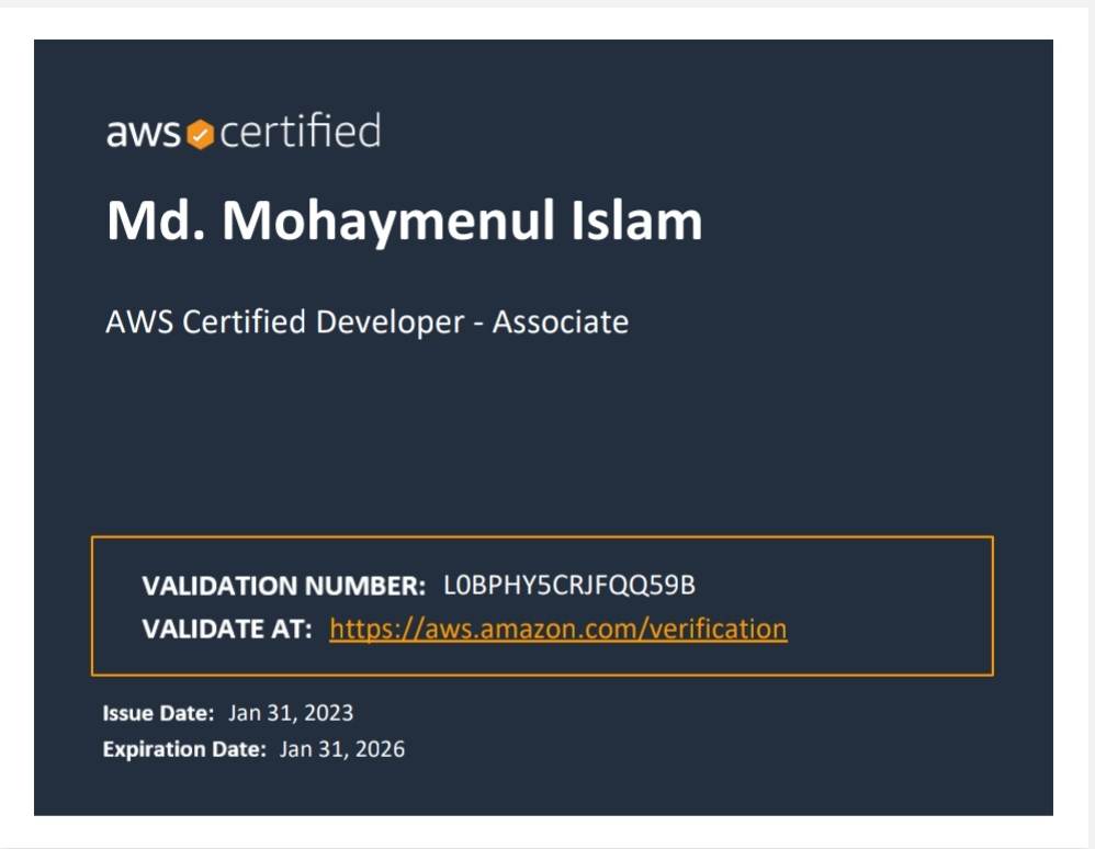 noyonict's tweet image. I'm thrilled to announce that I've just achieved the "AWS Developer Associate certification"! This test was no joke! The AWS Certified Developer Associate exam was a challenging experience! 🚀💻
#awsdeveloperassociate #awscertified #cloudcomputing #AWS #experience #developer