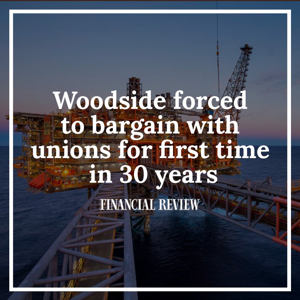 TonySheldonNSW's tweet photo. Gas company @WoodsideEnergy spent 6 months trying to stop its workers from bargaining collectively - to no avail. A majority of its workers stood up and asked for better.
Massive win for the @AWUnion and @MaritimeUnionAU, and for all the workers who stood up for their rights. https://t.co/R2uSNZru4q