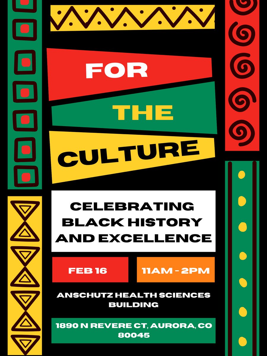 We celebrate #BlackHistory, #BlackJoy, #BlackExcellence, and #BlackResistance (2023 theme) today and every day. Please join us on February 16th 11-2 #FORTHECULTURE @CUAnschutz Health Science Building. #BlackHistoryMonth
