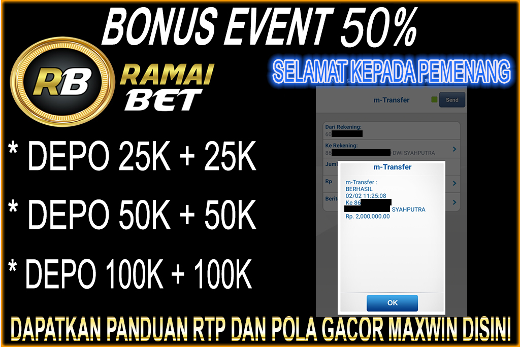 ramaibetcom's tweet photo. RAMAIBET - SITUS RTP SLOT GACOR TERBAIK 2023 &amp; AGEN JUDI BOLA TERBESAR 2023

SEDANG ADA PROMO EVENT SLOT!!!

📍 EVENT SLOT 50% RAMAIBET ( KHUSUS PRAGMATIC PLAY, HABANERO, PG SOFT, JOKER ) 📍
 
Syaratnya Gampang Banget. Baca Link Dibawah Ini : 

https://t.co/ttULL6hIeh https://t.co/R9PEYWIuaC