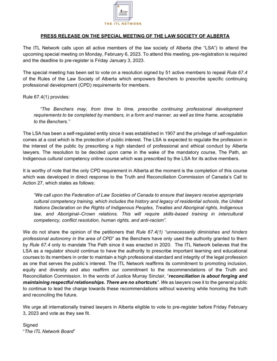 In the words of Justice Murray Sinclair, “reconciliation is about forging and maintaining respectful relationships. There are no shortcuts”. 

Link to full statement on the resolution: lnkd.in/gw3Q5GA5
