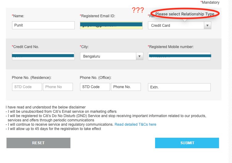 punitgor's tweet image. Thank you @Citibank for making unsubscribing impossible :)
Your unsubscribing form has a bug.