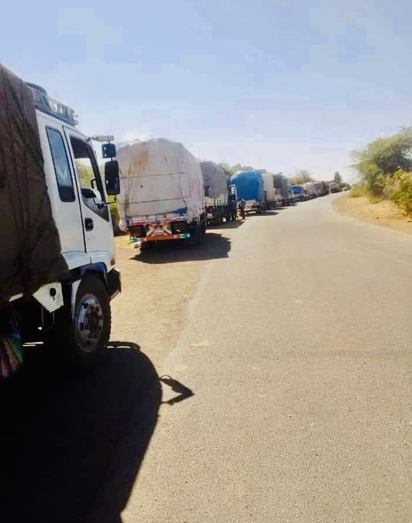 More than 300 trucks, carrying most needed commodities, heading to TIGRAY are again blocked in Weldiya and Kobo by the Amhara forces #StopTigrayGenocide @SecBlinken @JosepBorrellF @PowerUSAID @antonioguterres @AUC_MoussaFaki @cnni @BBCWorld @AJEnglish @euronews @AFP @Reuters
