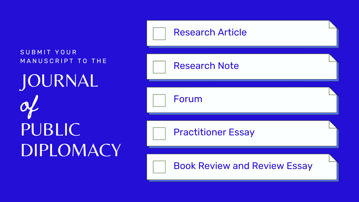 Journal of Public Diplomacy (@journalofpd) on Twitter photo The <a href="/JournalofPD/">Journal of Public Diplomacy</a> is welcoming new submissions on #publicdiplomacy
Author guidelines 👉 journalofpd.com/authors-guidel…
Submit here 👉 acoms.kisti.re.kr/journal/intro.… The <a href="/JournalofPD/">Journal of Public Diplomacy</a> is welcoming new submissions on #publicdiplomacy
Author guidelines 👉 journalofpd.com/authors-guidel…
Submit here 👉 acoms.kisti.re.kr/journal/intro.…