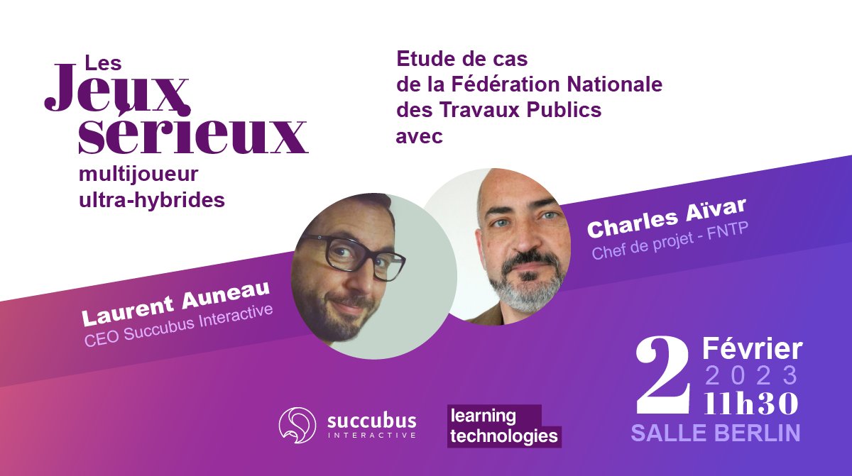 Ludicius Interactive (@succubus_int) on Twitter photo Comment un même dispositif numérique peut être utilisé aussi bien en #autonomie, que pour booster l’#engagement d’une session de groupe en présentiel ?
👉<a href="/AivarCharles/">AÏVAR charles</a> et <a href="/LaurentAuneau/">Laurent Auneau</a> vous feront découvrir les jeux sérieux #multijoueur ultra-hybrides !
#LTFrance #seriousgame Comment un même dispositif numérique peut être utilisé aussi bien en #autonomie, que pour booster l’#engagement d’une session de groupe en présentiel ?
👉<a href="/AivarCharles/">AÏVAR charles</a> et <a href="/LaurentAuneau/">Laurent Auneau</a> vous feront découvrir les jeux sérieux #multijoueur ultra-hybrides !
#LTFrance #seriousgame