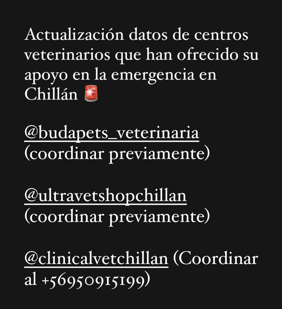 VetMercury's tweet photo. Lugares de atención veterinaria para mascotas afectadas por el incendio en Chillán. Por favor RT, difundir 
#Chillan #ChillanViejo #Incendiochillan #incendio Villa Jerusalén Quilmo https://t.co/gvef71O5Qb