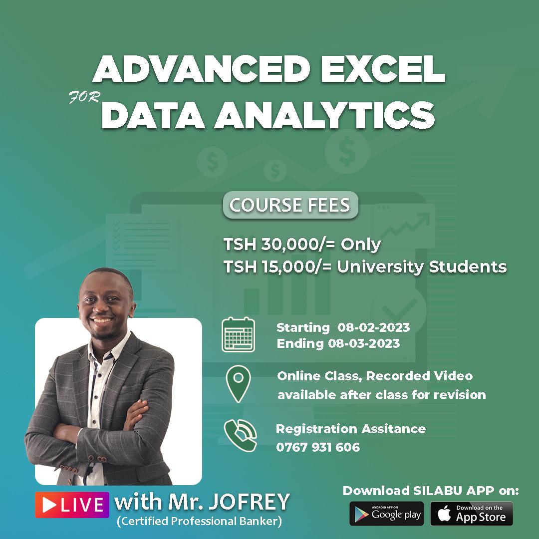 Unlock your full potential with advanced Excel skills! Join our online interactive class and boost your career. Call 0767931606 for more information. 

Click to Join the class silabu.page.link/6yV1

#ExcelExperts #CareerGrowth #EnhanceYourSkills #ElimuKiganjani #silabuapp