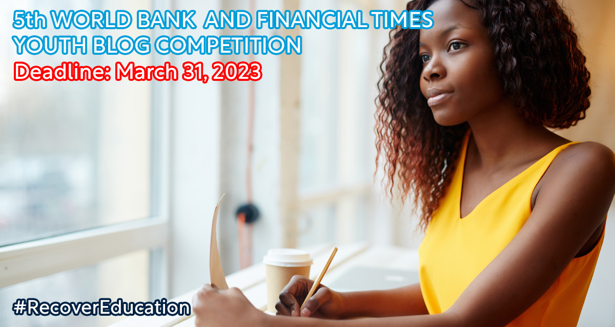 How is your country’s #education system recovering from learning losses compounded by COVID-19 pandemic &amp; what more can it do to prepare young people for the jobs of the future?Join our <a href="/WorldBank/">World Bank</a> &amp; <a href="/FT/">Financial Times</a> Youth Blog Competition 2023
wb.forms.fm/wb-ft-blog-wri…
#RecoverEducation