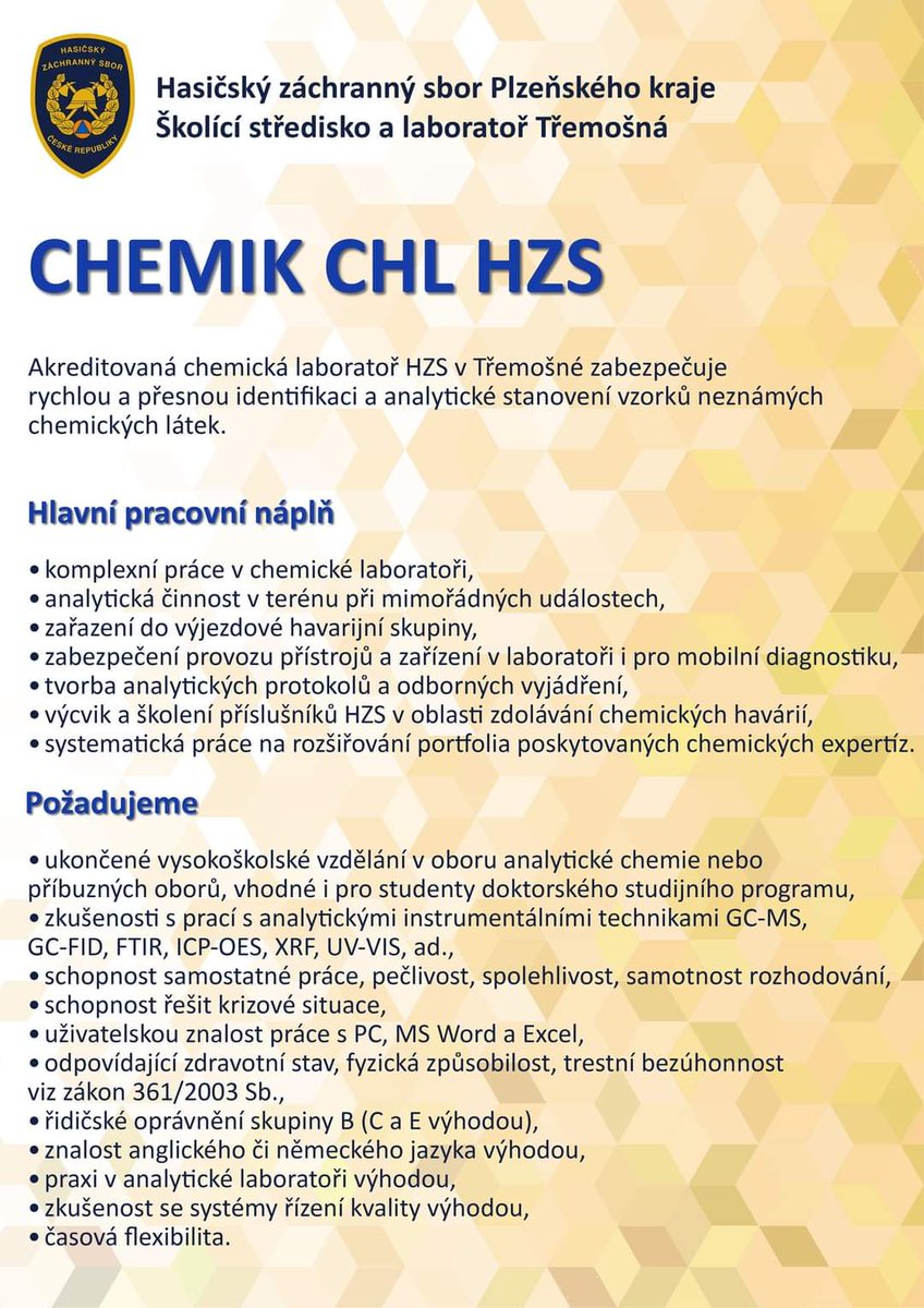 hzsplzen's tweet photo. ⚗️STÁLE HLEDÁME NOVÉHO KOLEGU DO LABORATOŘE V TŘEMOŠNÉ🧪

🙏Pomozte nám jej najít sdílením tohoto příspěvku🙏
(Než to smažou 😄 ) https://t.co/w63Nf1lku0