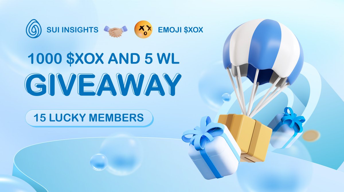 SuiInsights's tweet photo. ☀️A GIVEAWAY EVENT SPONSORED BY @emojixox IS COMING

We are giving away 1000 $XOX and 5 WL to 15 lucky winner 🥰

To win👇
1️⃣ Follow @SuiInsights &amp; @emojixox
2️⃣ Like &amp; Retweet this tweet
3️⃣ Tag 3 friends https://t.co/XGGvhQXZCf
