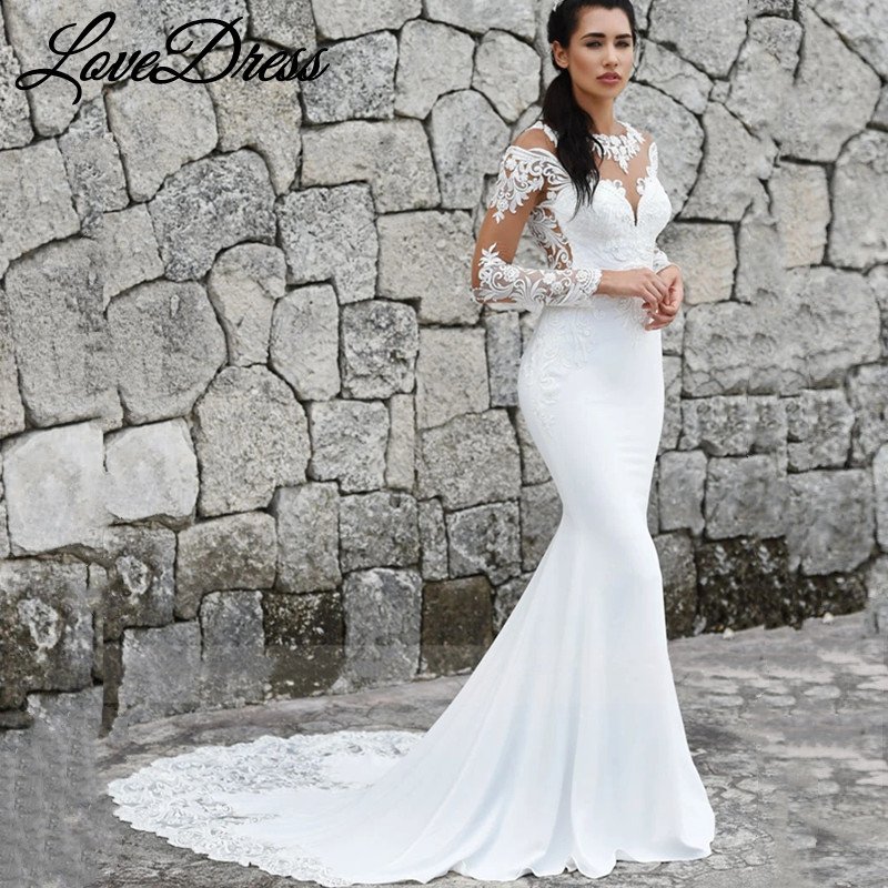 LoveDress Elegant Scoop Mermaid Wedding Dresses Long Sleeves Illusion Back Buttons Lace Applique Train Vestido De Noiva 2022
s.click.aliexpress.com/e/_DBYWsKr