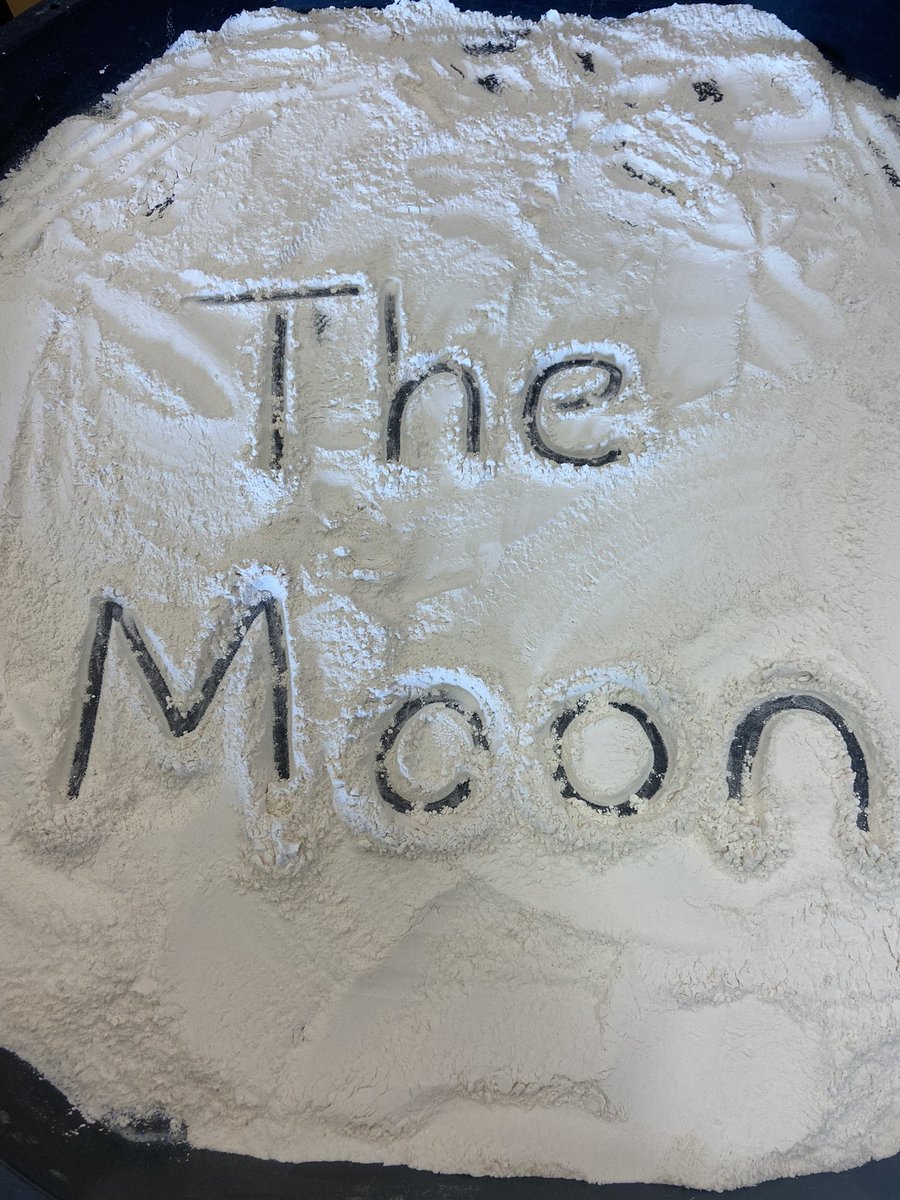 GEliseM30's tweet image. This week Reception made asteroids, dropped them onto the moon and made craters. Four year olds talking about the ‘impact’ an asteroid can have on the moons surface is ‘out of this world!’ #Science #theworld #spacetheme @EldonGroveAcad @kayleigh_la