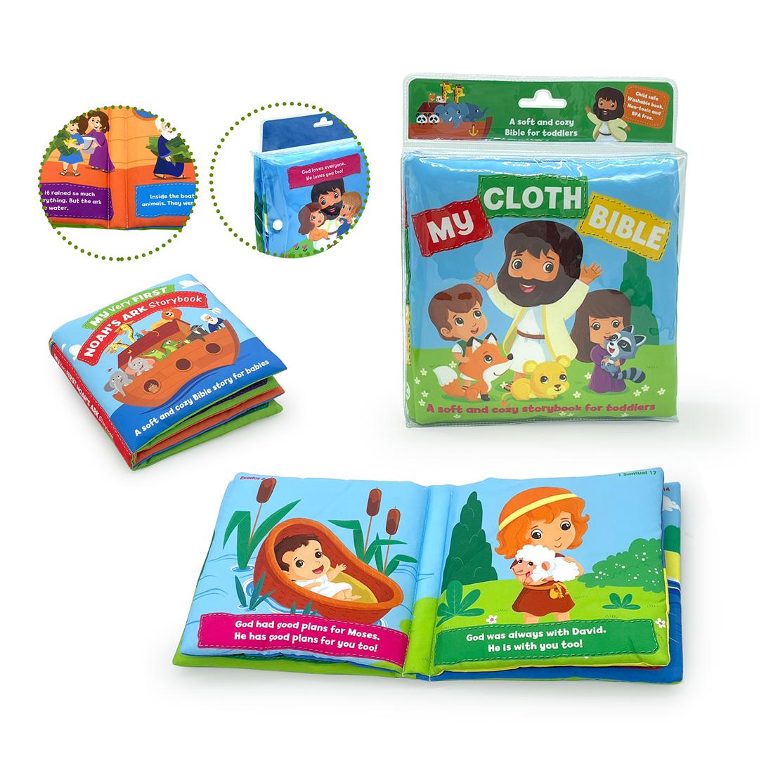 كل الشعوب والأديان تحرص على تقديم مفاهيمها لصغارها. ليست أدلجة بل بناء هوية..
لفتت انتباهي قصص الأنجيل القماشية هذه للرضع..
العجيب أن لدينا من يتسأل عن صلاحية قصص القرآن الكريم للصغار..