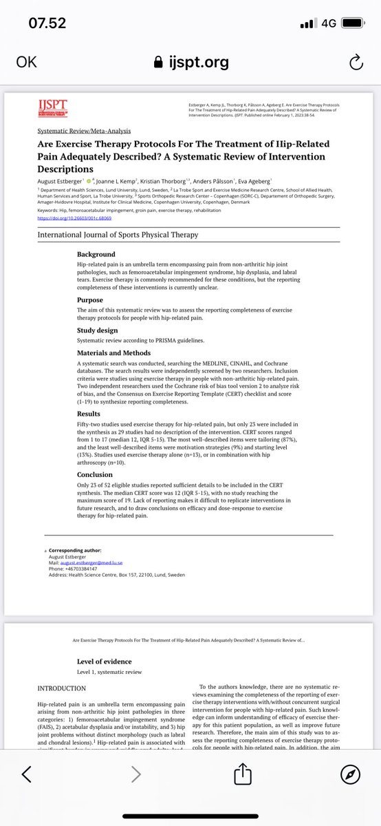 KThorborg's tweet photo. Are Exercise Therapy Protocols For The Treatment of Hip-Related Pain Adequately Described? A Systematic Review of Intervention Descriptions. – IJSPT - From @augustestberger https://t.co/YkGc7Ial05