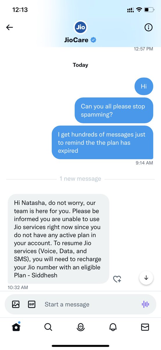 Natasha_G_R's tweet photo. @JioCare definitely needs to change the current ORM team. There is definitely some kind of understanding issue with this particular agent. My issue is DND, the response is about plan activation. 🤷🏽‍♀️ @reliancejio #botcare #botsatwork #orm @smritimhjn https://t.co/oA6J7OKegV