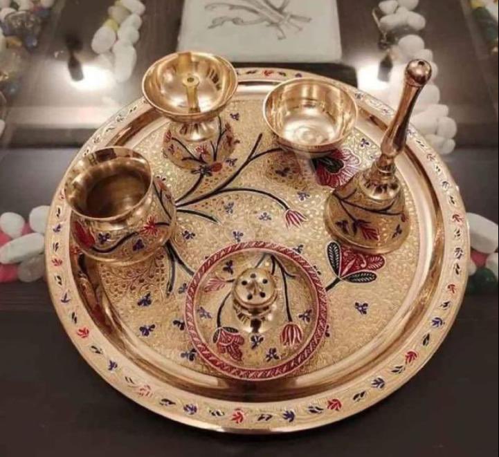 copper_expert's tweet photo. Brass Pooja thali premium set #brassthali #poojathali #premiumquality #handmade #pooja #brassdesign #brassgift #brassware https://t.co/XQxBtKxiDJ