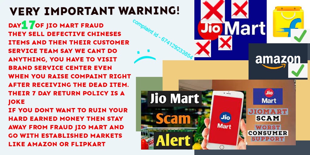 See this before buying from jio mart fraudsters. 
Every day 100's of ppl see my posts but inke kaan ke niche jun nhi rengti all they care is looting customers with fake policies 
Day 17 of jio mart fraud, #jiomartfraud @reliancejio @JioCare @JioMart @JioMart_Support @VijaySingh