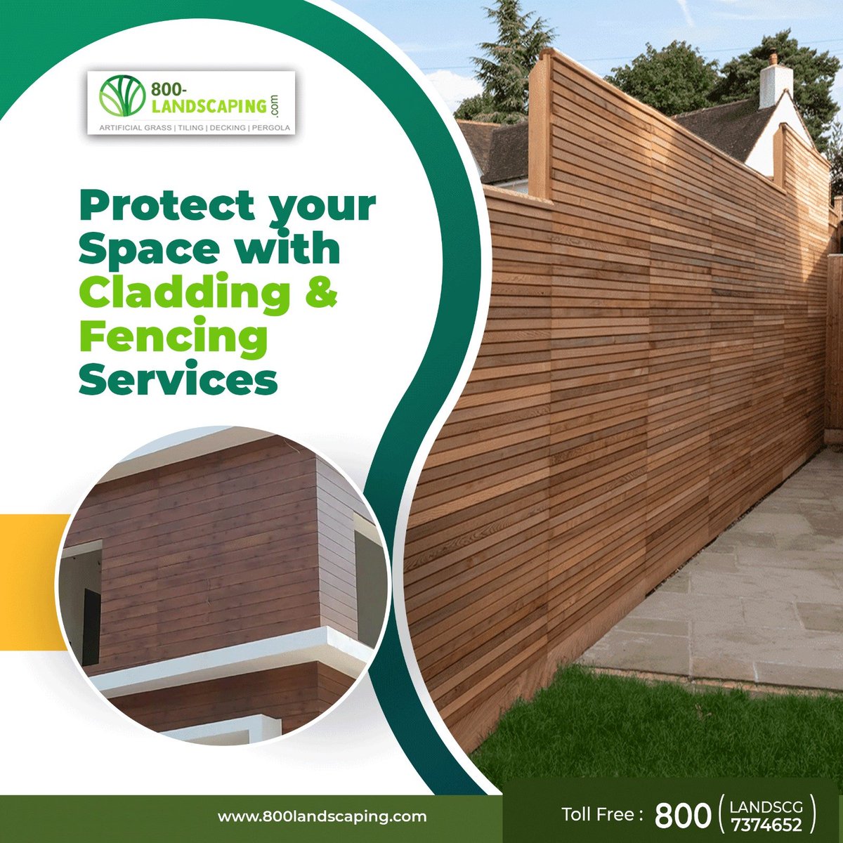 Protect your Space with Cladding & Fencing Services
Call us today at 055 380 5148 !
Visit 800landscaping.com for more in details !
#claddingservicesindubai #claddingandfencinginstalltion #fencinginstallation #gardenspace #dubaivillas #dubaihomes #dubaibusniess #dubaiuae