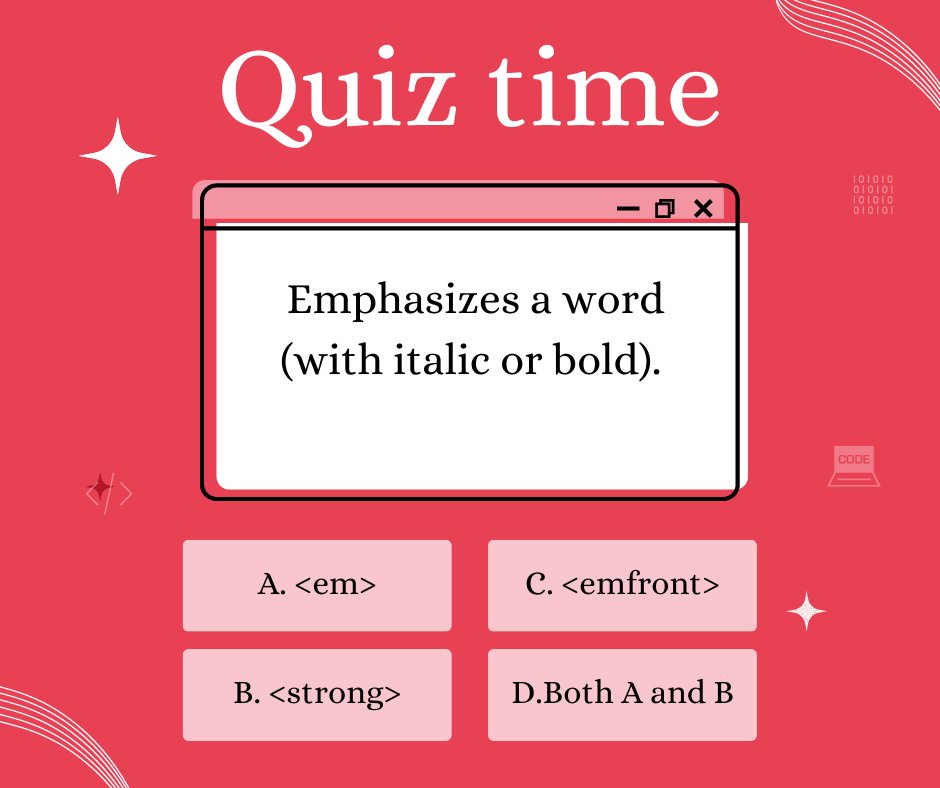 GirlCode_za's tweet image. Quiz time! Test your knowledge and see how far you&apos;ve come!

#Buildyourownwebsite #Codingonline