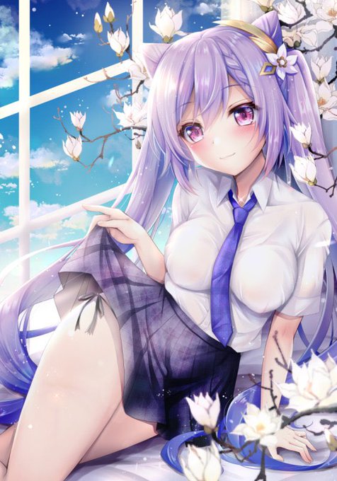 制服刻晴ちゃん💜
 #ツインテールの日 