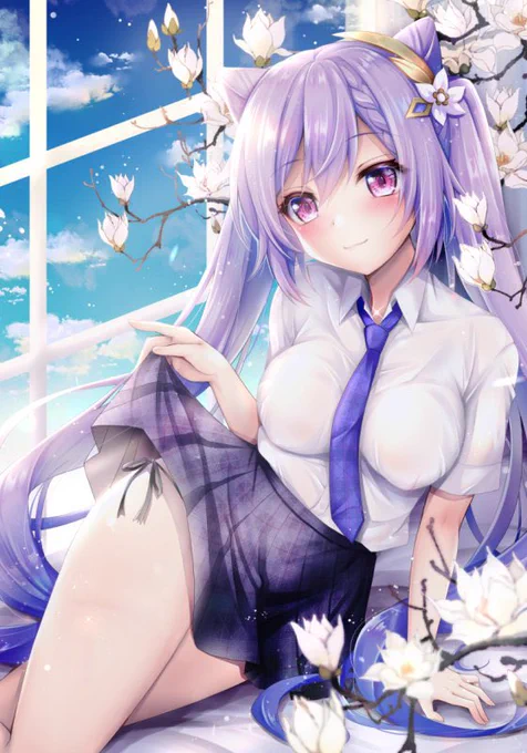 制服刻晴ちゃん💜
 #ツインテールの日 