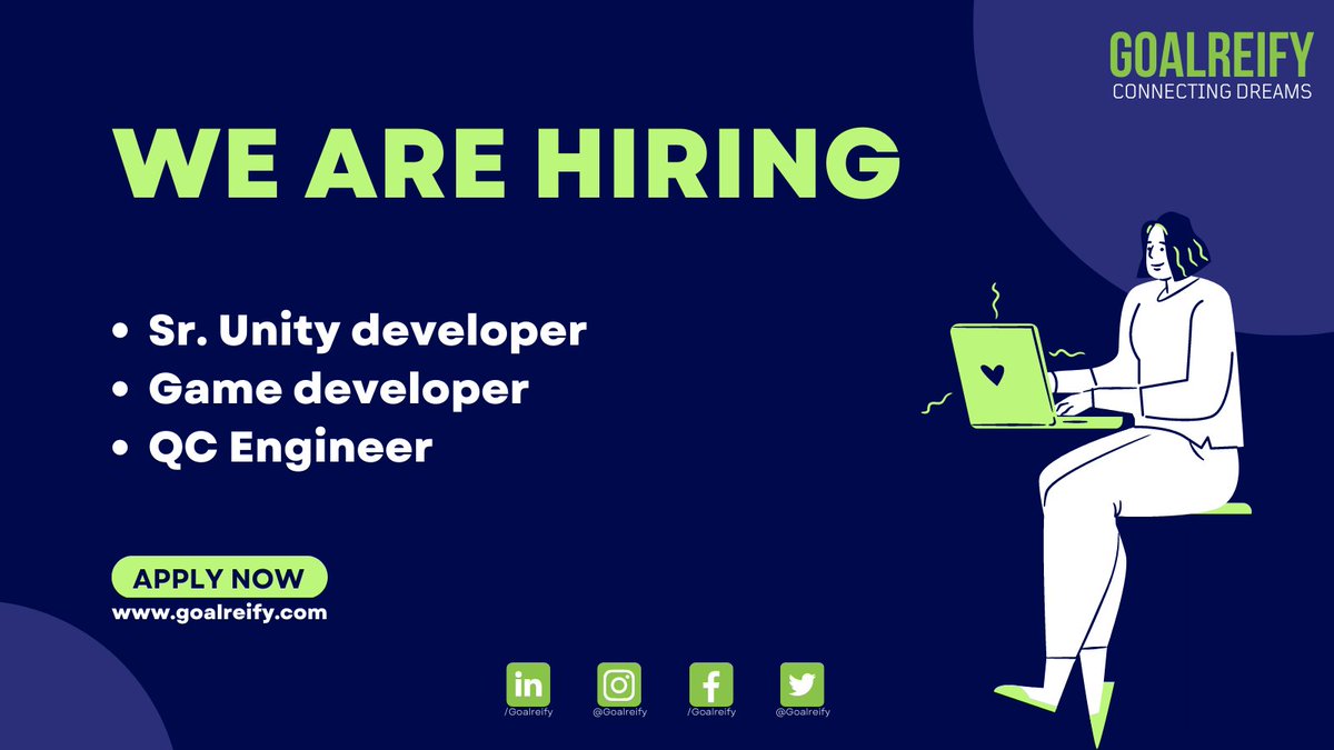 We are #hiring Multiple positions in #bengaluru and #pune location, Please check 👇 

#goalreify #gamingcommunity #gaming #gamedev #gamedevelopment #gamedeveloper #unity #unity3d #csharp #madewithunity #testing #qa #automationtester #automationtesting #manualtesting #manualtester