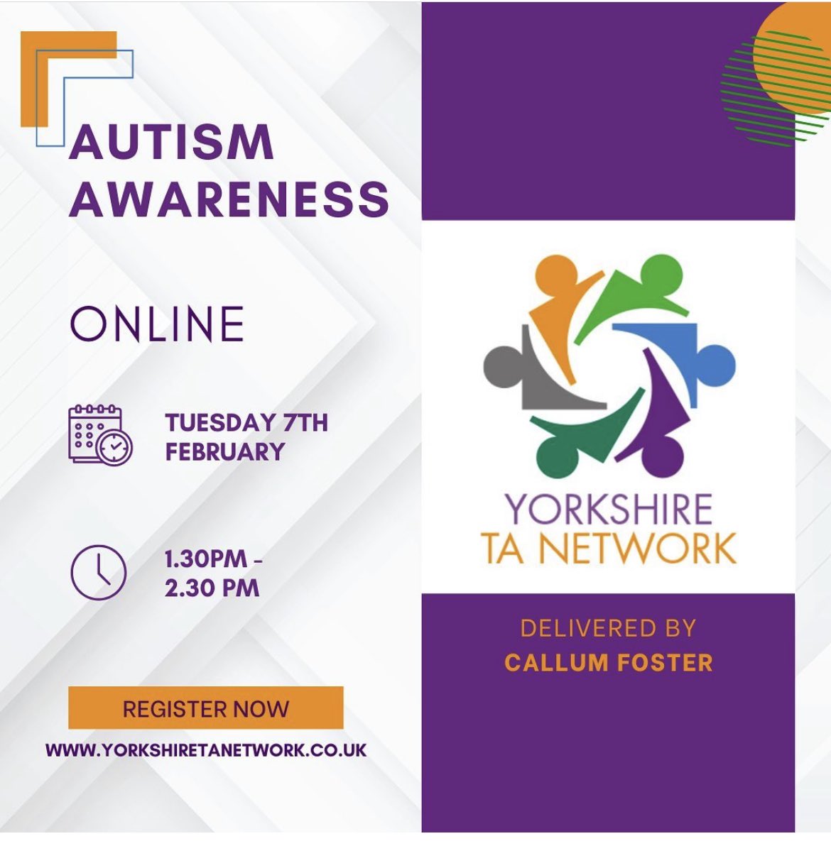 YorkshireTAs's tweet photo. Our Autism Awareness online training takes place next week! We still have some places available. Visit our website using the link below to find out more information and book your place.
#spreadtheword
https://t.co/e8iHQZN0Au
@YorkshireTAs @CoastOA #TAcommunity #edutwitter https://t.co/3dw0xTY2cG