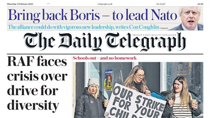 Telegraph front page… Bring back Boris … to lead NATO