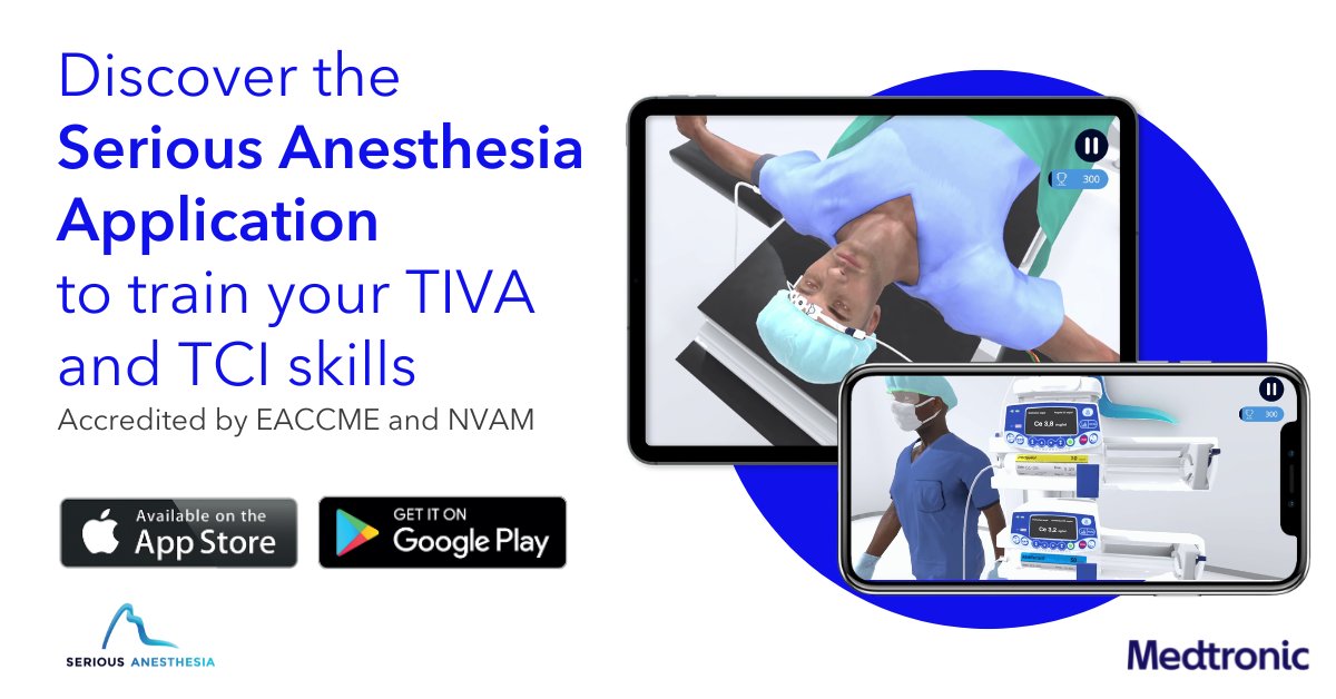MDT_RMS_EMEA's tweet photo. @SeriousAnesthe2 has published a new accredited (#EACCME) module on Serious Anesthesia App.
In this new module, the player can safely apply #TCI remifentanil &amp; propofol #anaesthesia to the obese patient Sophie in realistic OR surroundings: https://t.co/V5pg9iCRdE
#education https://t.co/eUwoLln06a