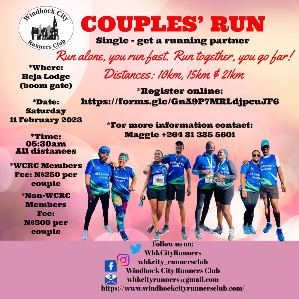 Valentines is coming, where is your person?The time to get your partner is already now please 😂. 

Join us on the 11th of this month at Heja Lodge😎. The month of love, we run with our loved ones🙌🏾

Each couple to their own preferred distance because the aim is to go together❤️