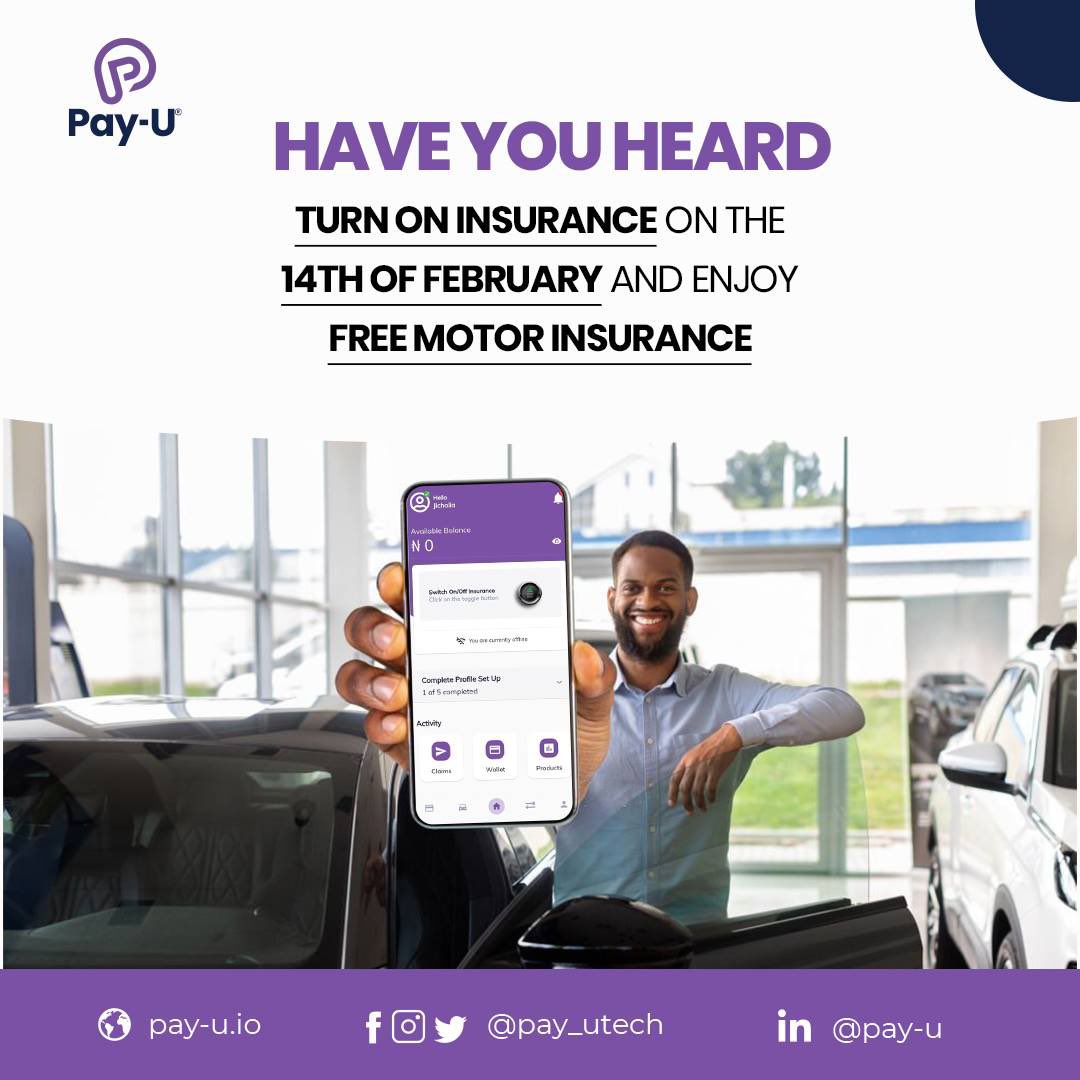 Pay_UTech's tweet image. Exciting news 💃🏾 💃

Get a full day of comprehensive auto insurance coverage for free on February 14th, 2023, simply by turning on your Pay-U app.

Don't miss out on this chance to protect your vehicle and have peace of mind at no cost.

#affordable #Auto #affordableautoinsurance