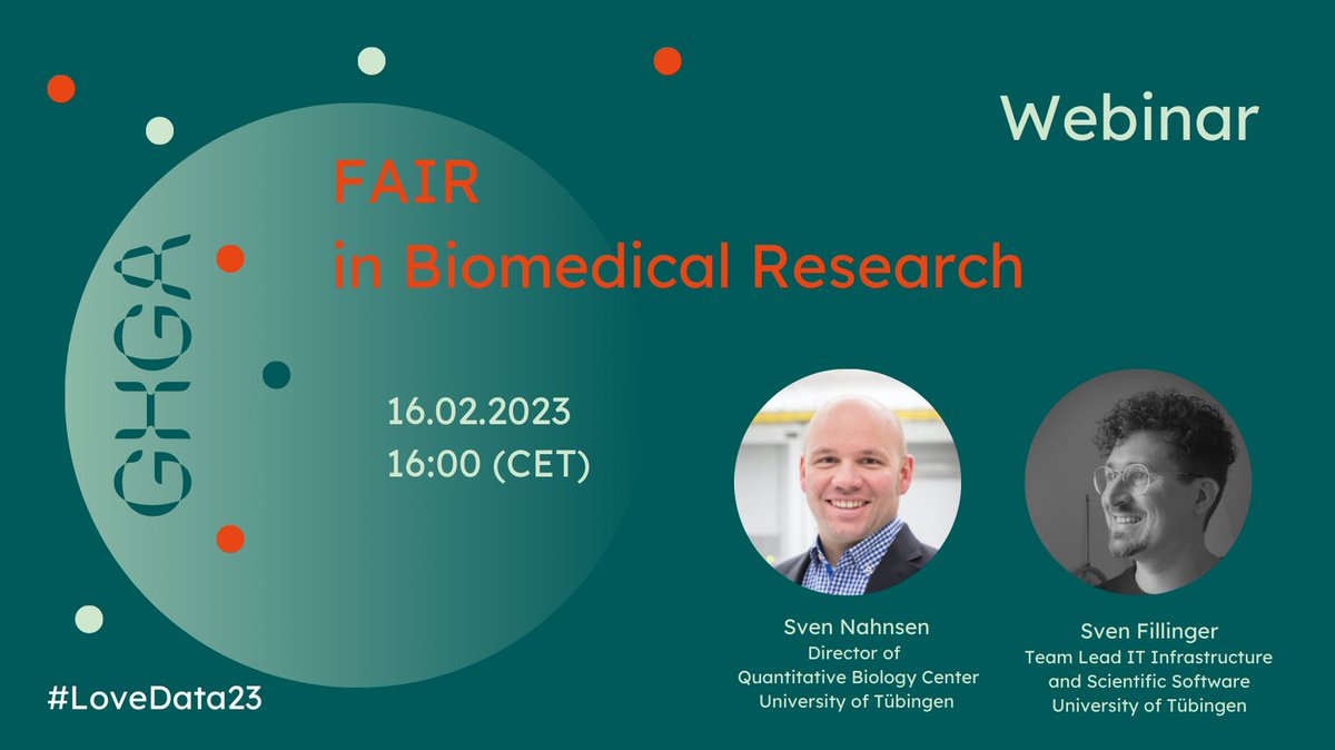 The German Human Genome-Phenome Archive (@ghga_de) on Twitter photo Research and Data Management go together like peanut butter and jelly 🥪 ! Join us during #LoveDataWeek for a webinar on #FAIR #RDM with <a href="/NahnsenSven/">Sven Nahnsen</a> and Sven Fillinger from <a href="/QBIC_tue/">QBiC | @qbic_tue@genomic.social</a> #NFDIrocks #LoveData23
Register: t1p.de/cwdno
Info: t1p.de/vokxn Research and Data Management go together like peanut butter and jelly 🥪 ! Join us during #LoveDataWeek for a webinar on #FAIR #RDM with <a href="/NahnsenSven/">Sven Nahnsen</a> and Sven Fillinger from <a href="/QBIC_tue/">QBiC | @qbic_tue@genomic.social</a> #NFDIrocks #LoveData23
Register: t1p.de/cwdno
Info: t1p.de/vokxn