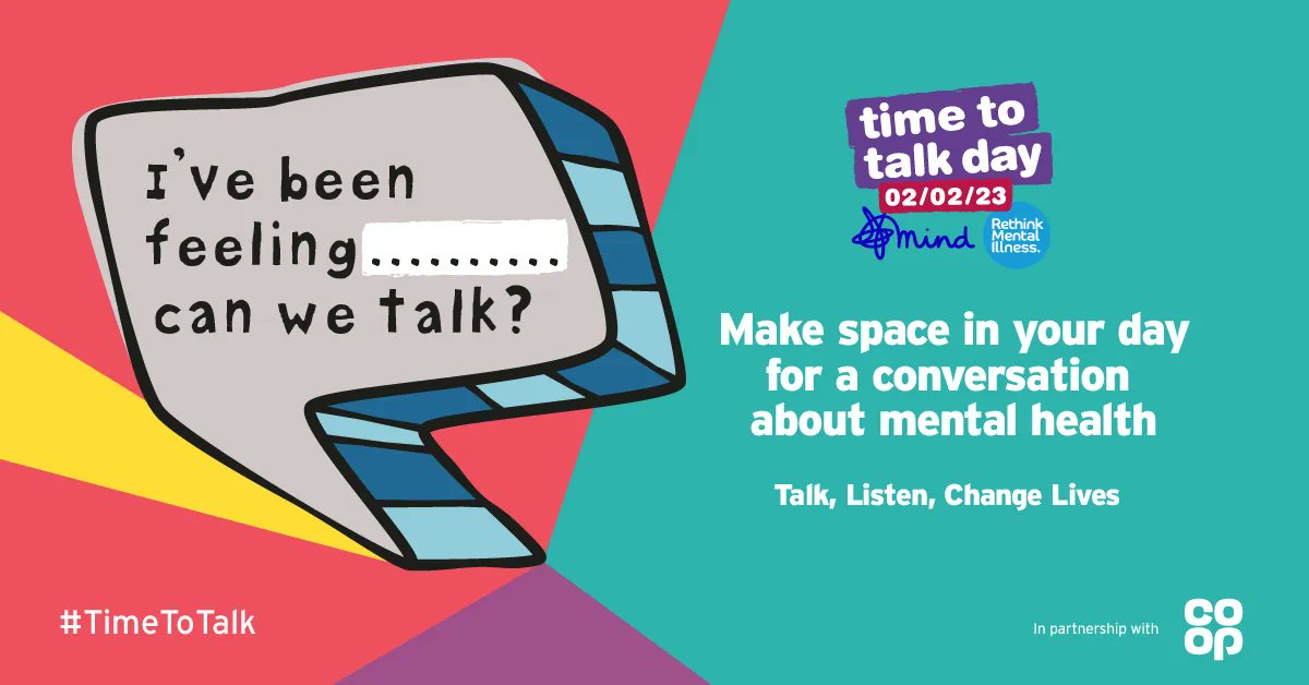 You never need an excuse to talk about mental health but sometimes you need a little push. Make space in your day today to ask someone how they are REALLY feeling and listen. #TimeToTalkDay #MentalHealthMatters #talkinghelps