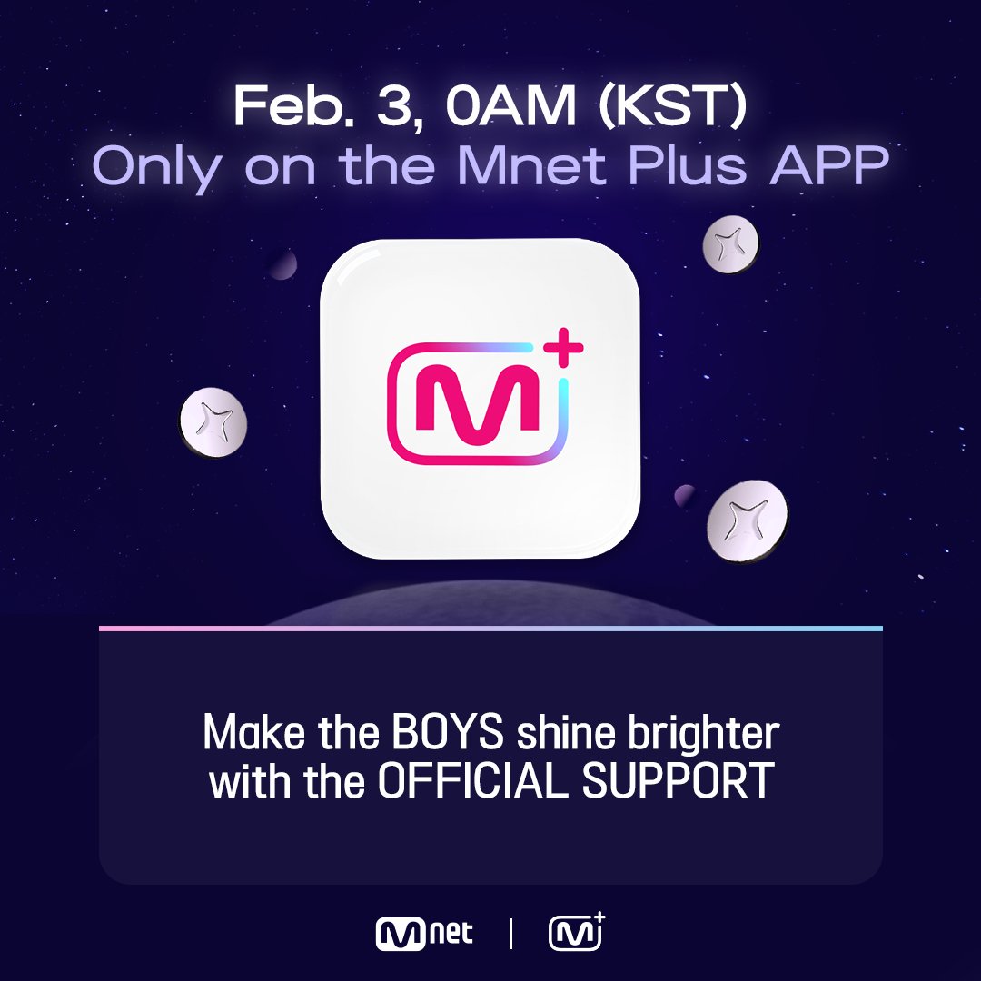 mnetplus's tweet photo. [#MnetPlus] #BOYSPLANET 1ST OFFICIAL SUPPORT GUIDE

The chance to show the world
how shiny your BOY is ✨

The official vote &amp; support of <BOYS PLANET>
Only on the Mnet Plus APP 💜

📆Feb. 3, 0AM ~
▶https://t.co/cBBa0iebrb

#MnetPlus #엠넷플러스 @_mnetboysplanet https://t.co/jzxPSbUi95