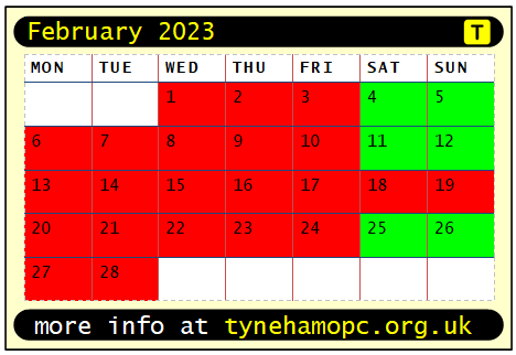 ⚫️#Tyneham will be OPEN in FEB 2023 for the SIX DAYS highlighted in green
⚫️Its residents were forced to leave in Dec 1943
⚫️Plan your visit to this special village now!
⚫️Full information at tynehamopc.org.uk

#Dorset #ghosttown #WW2 #sacrifice #ruin #OnePlaceStudy #FREE