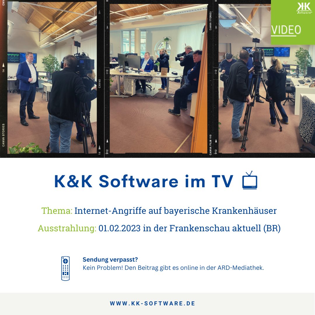 K&K Software im TV!  📺
Unser Vorstand Arnulf Koch äußert sich zu den IT-Angriffen auf deutsche Krankenhäuser 🏥

🔗ardmediathek.de/video/frankens…

#ITSecurity #DDoS #DDoSProtection #BSI #KKsoftwareAG #digitalisierung #software #opensource #itangriff #krankenhaus #ardmediathek