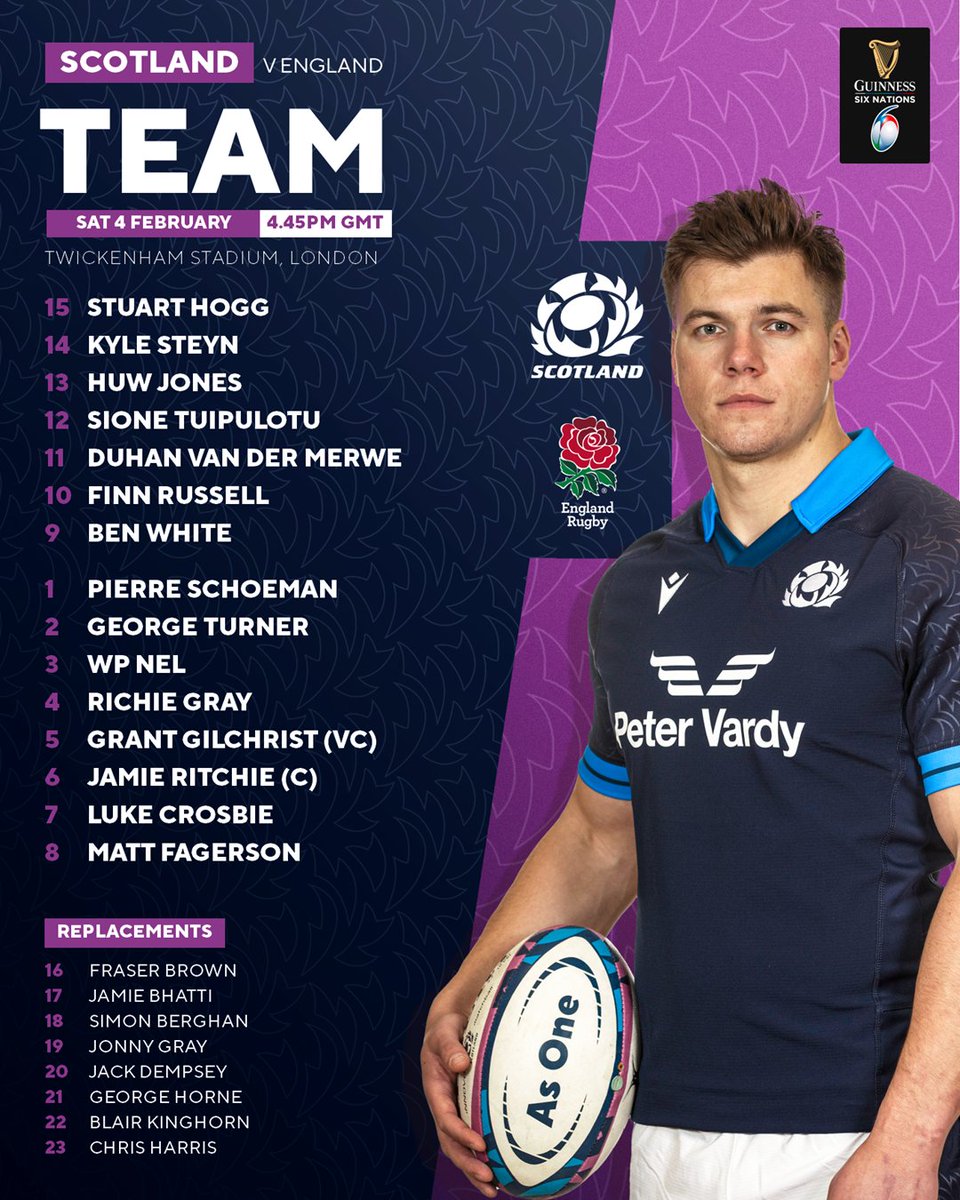 Morning, Scotland fans 👋

Your team to take on England in our <a href="/SixNationsRugby/">Guinness Men's Six Nations</a> opener on Saturday. 

Read more: bit.ly/3YjOOQb