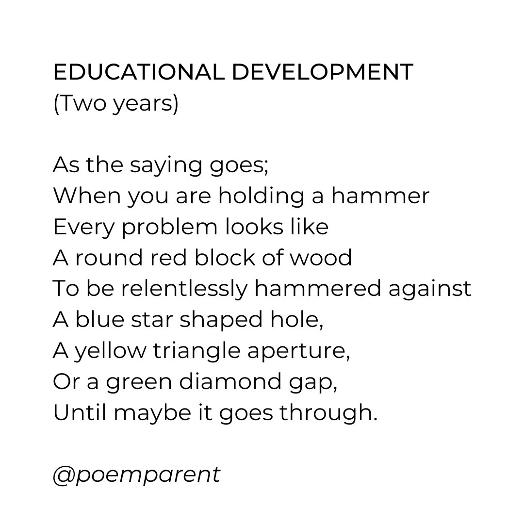 poemparent's tweet image. This #GroundhogDay, a lesson that constantly repeating the same action can sometimes pay dividends, and not every problem looks like a nail to the hammer holder...
  #educationaltoys #educationaldevelopment #babylearning #baby #babytoys #ifihadahammer #PoemADay #poetry #POEMS