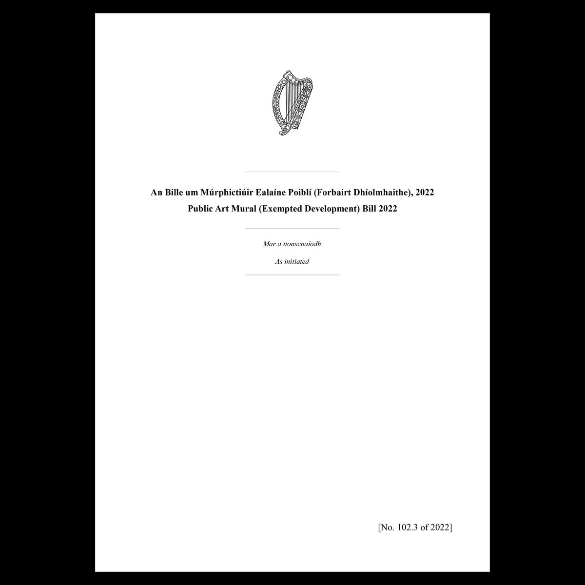 Public Art Mural (Exempted Development) Bill

This Bill will be introduced in Dáil Éireann today. Further details on the process and how you can support it are available through the link in our bio.

#makepublicartpublic #publicartbill