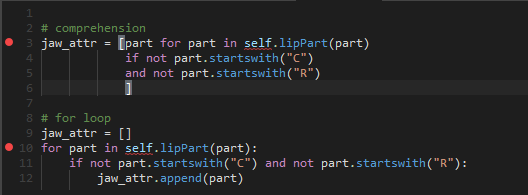 Emriys_'s tweet photo. @infinitisirrena i tend to format my list comprehensions like this, also included the equivilent for-loop https://t.co/hYPTUOL7i3
