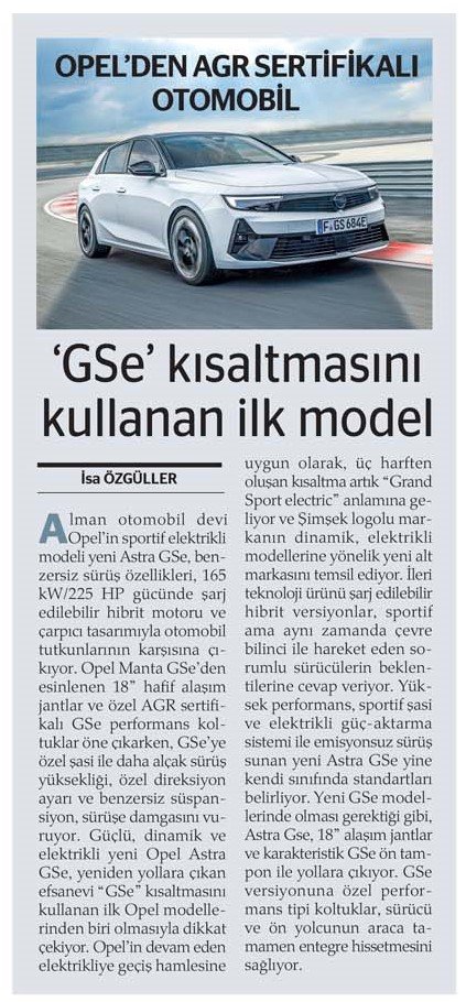 isa_ozguller's tweet photo. #OPEL
Opel'den AGR Sertifikalı Otomobil..
GSe Kısaltmasını Kullanan ilk Model..

02 Şubat'23 Perşembe..
Ulusal Ekonomi Gazetemiz Analiz

@OpelTurkiye #OpelAstraGSe #AnalizGazetesi 

https://t.co/3gpHv1nSsF https://t.co/tMOgzGmNzc