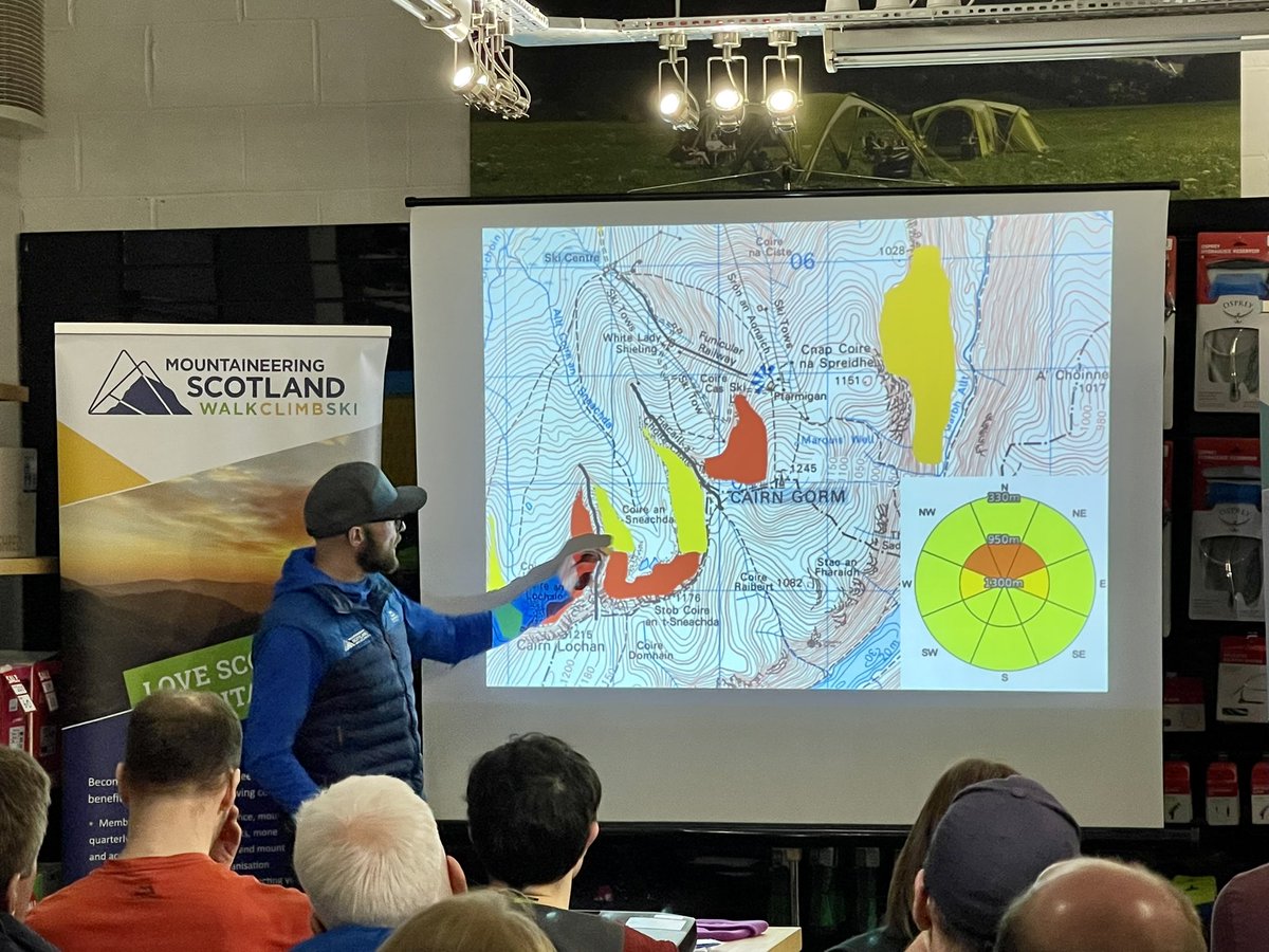 ilona_turnbull's tweet image. Superb #ThinkWINTER safety talk and probing Q&amp;amp;As with my @Mountain_Scot colleagues Ben Gibson &amp;amp; @AJWalker73 last night. A reminder of good practice and new learns eg 4 pairs of gloves is a sensible start, beware missing comfort lines &amp;amp; 90% of people trigger their own avalanches.