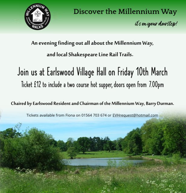 Look what we are up to!! If any @RamblersGB would like to come for an evening to hear all about the Millennium Way and the Warwickshire and Solihull Rail Trails get your tickets below. @SolihullRamble1 will also be present. @eveshamramblers @WarwicksRambler @CotswoldWay