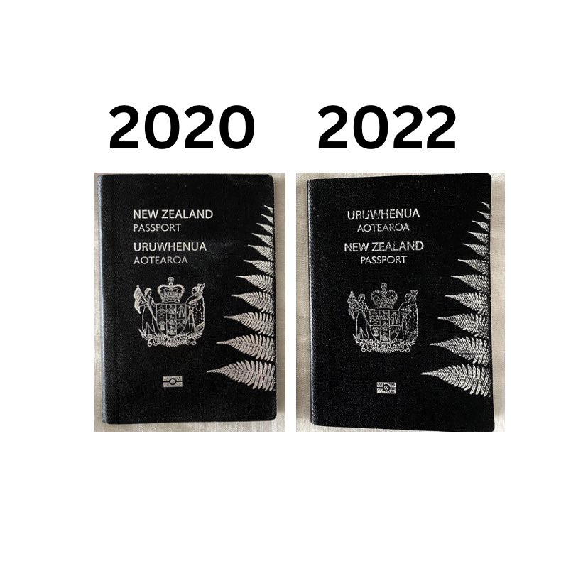 ChantelleBakerr's tweet photo. On the left is Jacobs older passport, on the right is my new one from last year. Yes, they are changing the name of our country to Aotearoa without a vote. If they can swap them on our passports and major banks start using it then people should be very concerned. https://t.co/jAUn40vjF7