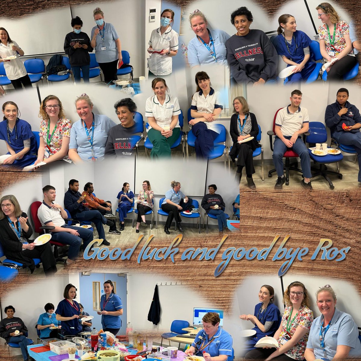 JimQuickMFT's tweet photo. We had a little party for our lovely pharmacist Ros who is off to pastures new after this week, she will be missed very much by the whole team but what a lovely turn out to wish her good luck and good health for the future, TTFN Ros! 👋😘 @julesyjuu @krisbailey3 @parkerkarenj https://t.co/b97fWAvOGj