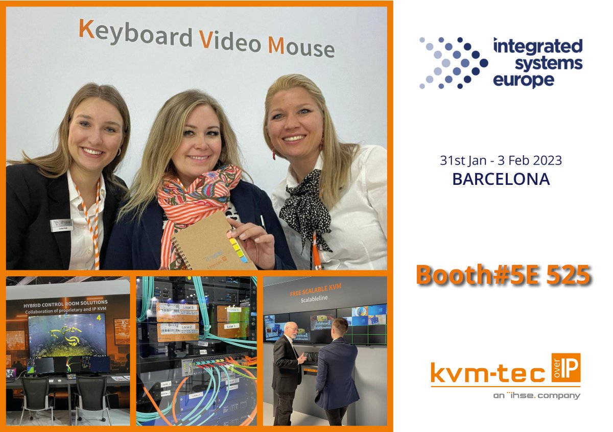 Only two days left to meet us at ISE 2023! Come and see as at our IHSE and kvm-tec booth 5E525.
Book your meeting now! 

Click the following link and choose your preferred timeslot lnkd.in/eJiPriQ3

Visitor code for your free ticket: BYPTUOXZ