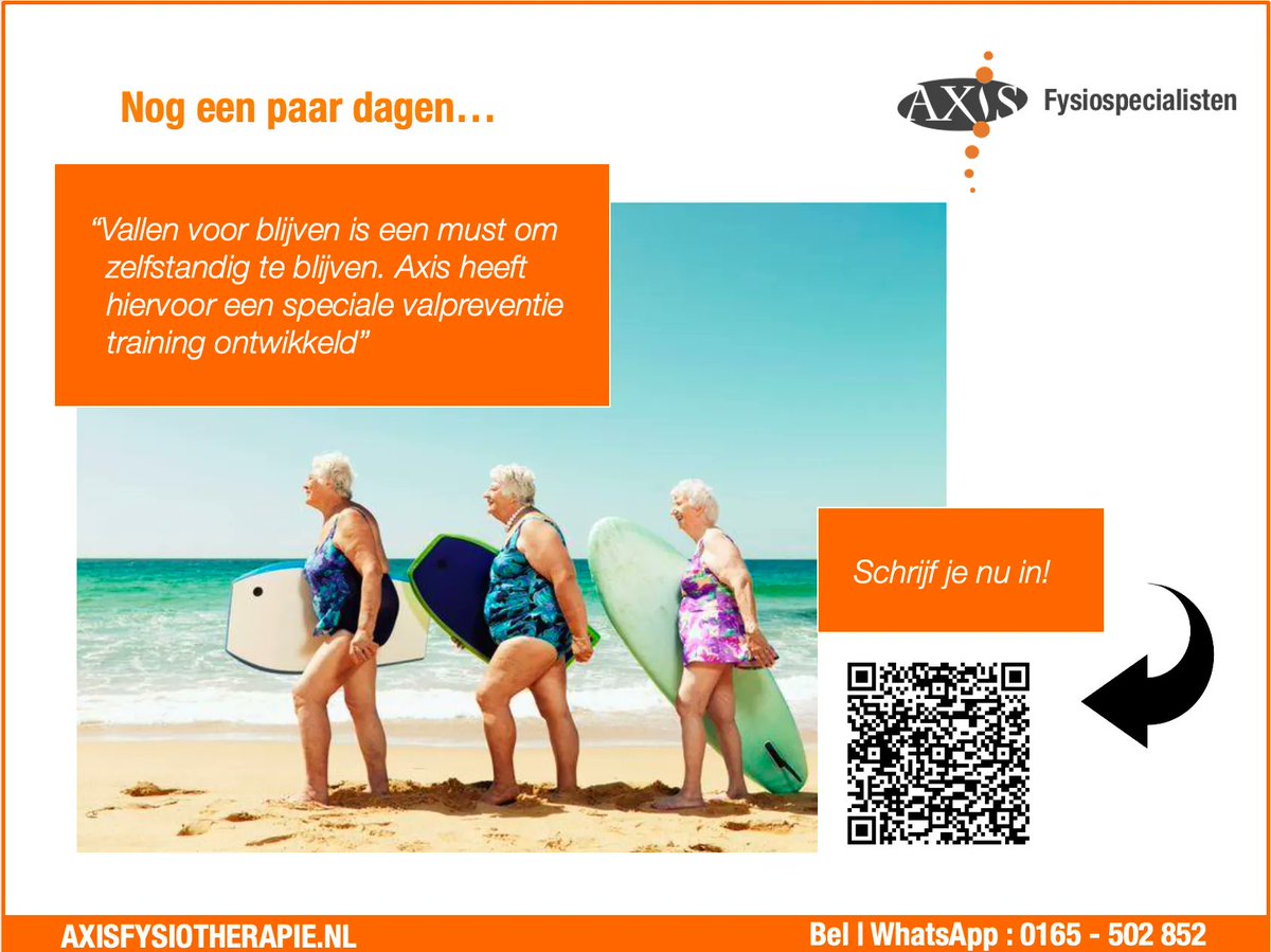 Je gaat nog graag op vakantie, beweegt of sport nog voldoende en trekt er regelmatig op uit. #Ouderdom komt helaas meestal met gebreken, maar dat wil niet zeggen dat we deze allemaal voor lief moeten nemen. Therapeuten Fannie en Else gaan u alles vertellen over de mogelijkheden.