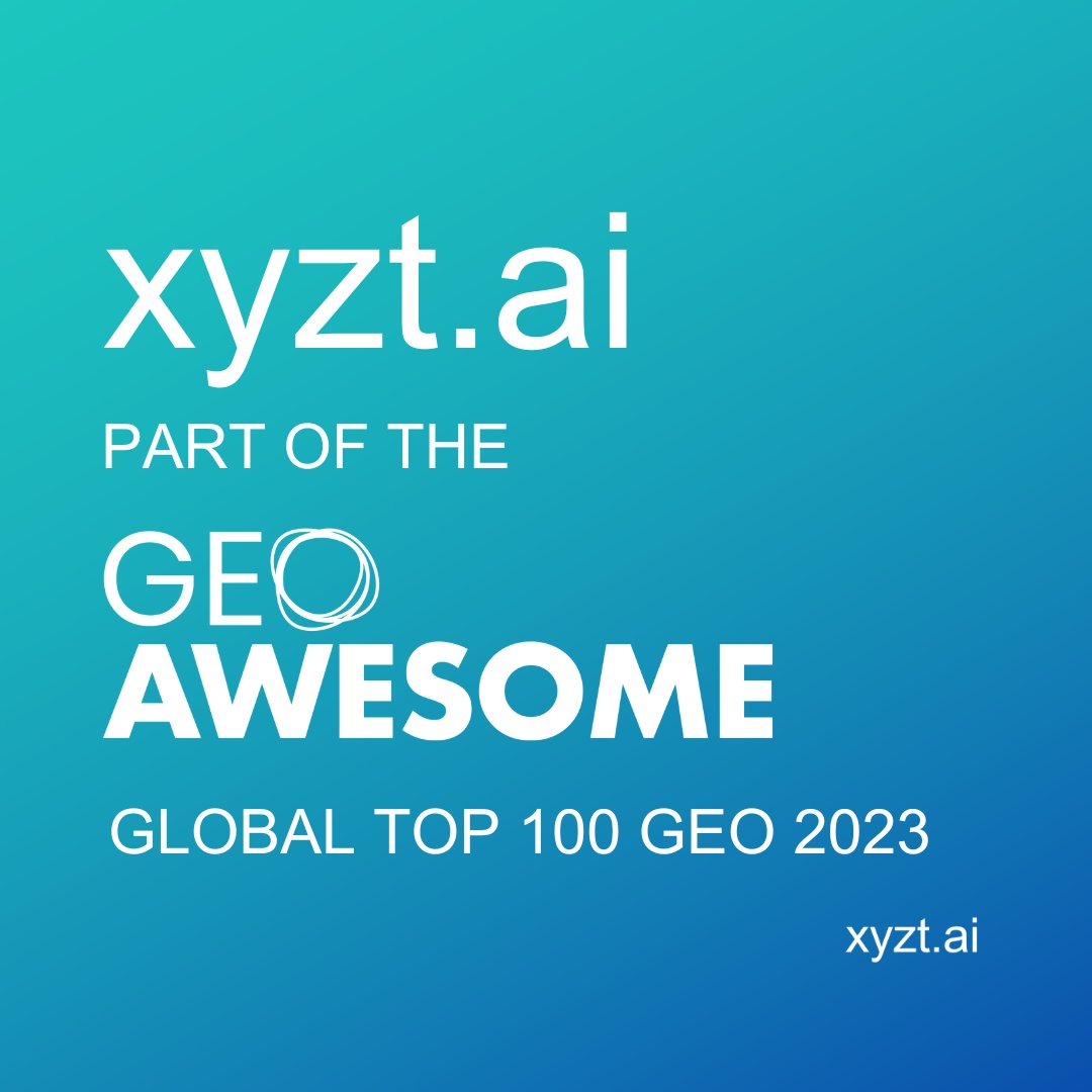 Time to celebrate! 🎉🎉🎉 
<a href="/xyzt/">xyzt</a>.ai named One of the 2023 World's Top 1️⃣0️⃣0️⃣ Geospatial Companies for the Second Consecutive Year!
Annual list of the best geospatial companies in the world selected by @Geoawesomeness and an industry expert committee.